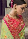 Banarasi Silk Mint Green and Rose Pink Trendy Classic Saree - 1