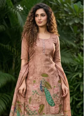 Cutdana Work Punjabi Salwar Suit For Ceremonial in Salmon