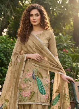 Cutdana Work Punjabi Salwar Suit For Ceremonial in Beige