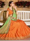 Mint Green and Orange Net Trendy A Line Lehenga Choli For Ceremonial - 2