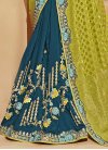Olive and Teal Half N Half Saree For Festival - 1