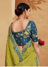 Olive and Teal Half N Half Saree For Festival - 4