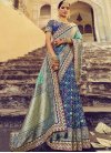 Navy Blue and Sea Green Contemporary Style Saree - 1