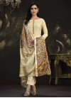 Chinon Embroidered Work Pant Style Straight Salwar Kameez - 1
