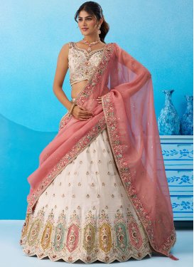Tissue Trendy Lehenga Choli with Embroidered Work in Cream