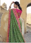 Green and Magenta Embroidered Work Designer Contemporary Style Saree - 2
