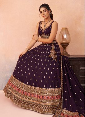Embroidered Work Designer Lehenga Choli For Bridal in Wine