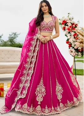 Silk Designer Lehenga Choli with Embroidered Work for Women in Rose Pink