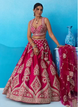 Embroidered Work Silk Designer Lehenga Choli in Rose Pink for Women