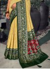 Tussar Silk Green and Yellow Designer Contemporary Style Saree - 3