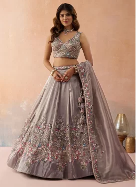 Tissue Trendy Lehenga Choli with Embroidered Work for Festival in Beige
