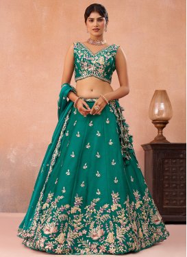 Tissue Trendy Lehenga Choli with Embroidered Work in Green
