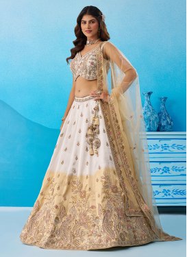 Embroidered Work Tissue Trendy Lehenga Choli in Cream and Off White for Bridal