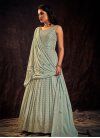 Faux Georgette Mirror Work Readymade Floor Length Gown - 2
