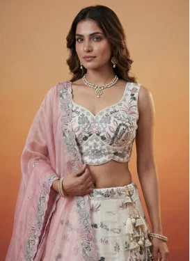 Embroidered Work Designer Lehenga Choli For Festival in Off White