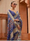 Navy Blue and Off White Designer Contemporary Style Saree - 1