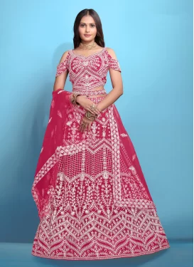 Embroidered Work Net Trendy Lehenga Choli in Rose Pink for Women Embroidered Work Net Trendy Lehenga Choli in Rose Pink for Women