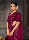 Embroidered Work Satin Georgette Trendy Classic Saree For Party - 3