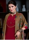 Crepe Silk Brown and Red Embroidered Work Pant Style Pakistani Salwar Kameez - 1
