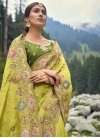 Embroidered Work Jacquard Silk Designer Contemporary Style Saree For Bridal - 1