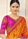 Embroidered Work Orange and Rose Pink Classic Saree - 1