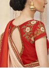 Jacquard Silk Beige and Orange Embroidered Work Contemporary Style Saree - 2