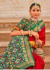 Mirror Work Patola Silk Green and Red Designer Contemporary Style Saree - 1