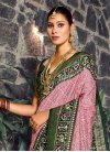 Tussar Silk Olive and Pink Trendy Classic Saree For Ceremonial - 2