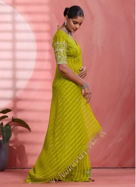 Embroidered Work Trendy Saree For Casual in Aloe Veera Green