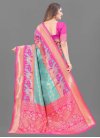Firozi and Rose Pink Woven Work Designer Traditional Saree - 1
