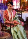 Mint Green and Red Kanjivaram Silk Designer Traditional Saree - 1