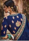 Best Embroidered Work Navy Blue and Turquoise  Half N Half Trendy Saree - 2