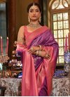 Purple and Rose Pink Woven Work Trendy Classic Saree - 1