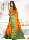 Miraculous  Green and Orange Thread Work Traditional Saree - 2