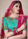 Fuchsia and Turquoise Embroidered Work Classic Saree - 1