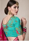 Fuchsia and Turquoise Embroidered Work Classic Saree - 2
