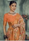 Beige and Orange Silk Blend Traditional Designer Saree - 1