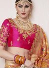 Embroidered Work Peach and Rose Pink Classic Saree - 1