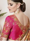 Embroidered Work Peach and Rose Pink Classic Saree - 2