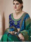 Embroidered Work Blue and Green Trendy Saree - 1
