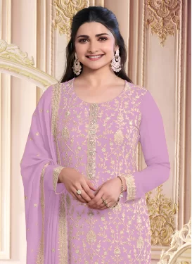 Prachi Desai Embroidered Work Straight Suit For Ceremonial in Mauve
