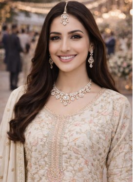 Chinon Palazzo Suit with Embroidered Work in Off White