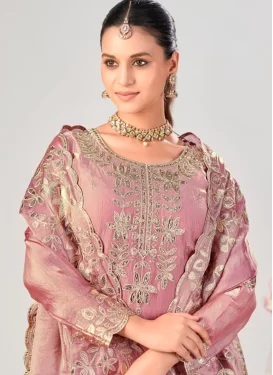Fendi Silk Palazzo Suit in Pink with Embroidered Work for Festival