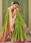 Mint Green and Salmon Woven Work Trendy Classic Saree - 1