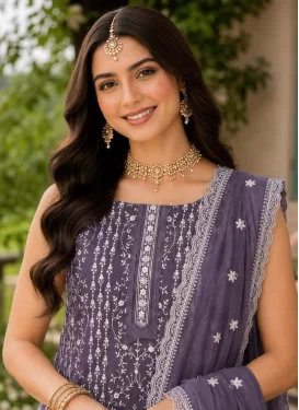 Rangoli Silk Readymade Salwar Suit with Embroidered Work in Violet