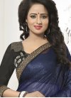 Urbane  Black and Navy Blue Contemporary Style Saree For Ceremonial - 1