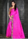 Navy Blue and Rose Pink Bhagalpuri Silk Traditional Saree - 1