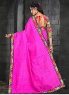 Navy Blue and Rose Pink Bhagalpuri Silk Traditional Saree - 2