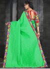 Bhagalpuri Silk Digital Print Work Mint Green and Red Classic Saree - 2