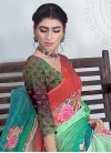 Mint Green and Teal Traditional Designer Saree For Casual - 1